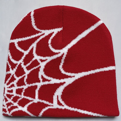 1 Knitted Hat | Unisex Spider Web Pattern, Autumn-Winter Outdoor Cycling, Warm Adult Fashion Hat, Acrylic and Elastane