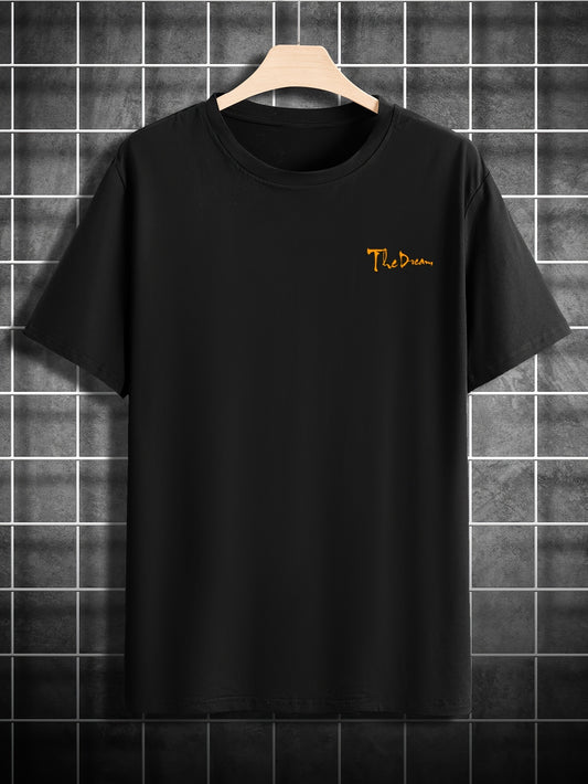 Men's Casual Crew Neck T-Shirt with Unique Plaster Print - Breathable Polyester, Summer Fashion