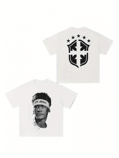 Men'S Soccer Graphic T-Shirt - A White Tee Featuring a Black Design, Made from Moisture-Wicking Fabric Suitable for Sports, Gym, And Streetwear. This Breathable Athletic Top Is Perfect for Casual Outfits, Gym Attire, And Urban Fashion