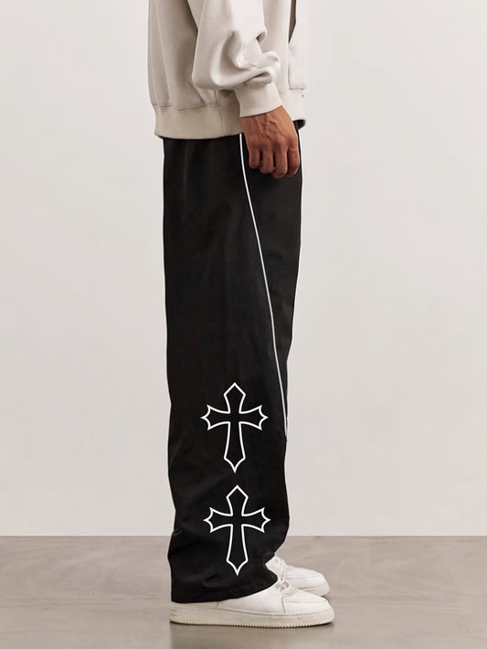 Men'S Casual Sports Long Pants | Quick-Dry Loose High-Street Tactical Pants with Alphabets Pattern and Drawstring Detail